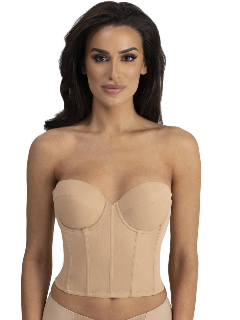 Dominique Intimate Apparel 6380 Longline Strapless Bustier Bra Mocha 40D NWT